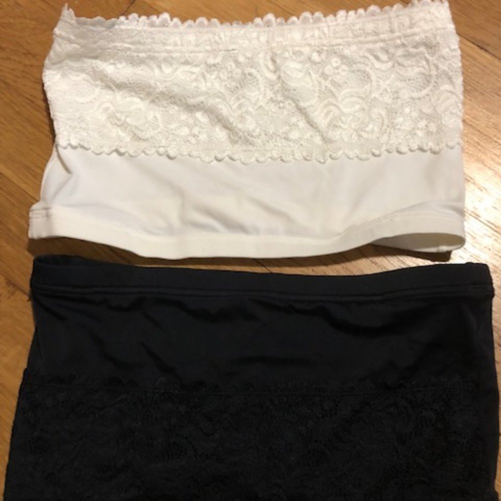 Lot of 2 curvana mini-camisol bra tube top bandeau black and white size small